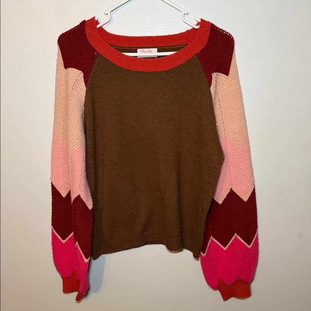 Pink Lily Multicolor Chevron Sweater